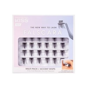 KISS Falscara Multipack False Eyelashes, Lash Clusters, Accent Wisps’, 10mm-12mm-14mm, Includes 24 Assorted Lengths Wisps, Contact Lens Friendly, Easy to Apply, Reusable Strip Lashes