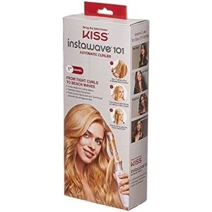 KISS Instawave 101 Automatic Rotating Curling Iron, 1 Inch Pearl Ceramic Tourmaline Barrel Heats Up to 400°, 2 Directional Spinner, Rose Gold Finish, 1.07 Lbs.