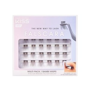KISS Falscara Multipack False Eyelashes, Lash Clusters, Bambi Wisps’, 10mm-12mm-14mm, Includes 24 Assorted Lengths Wisps, Contact Lens Friendly, Easy to Apply, Reusable Strip Lashes